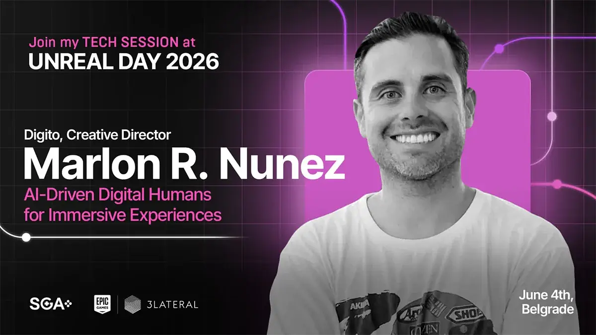 Marlon will be speaking at Unreal Day 2026 on digital humans for immersive experience