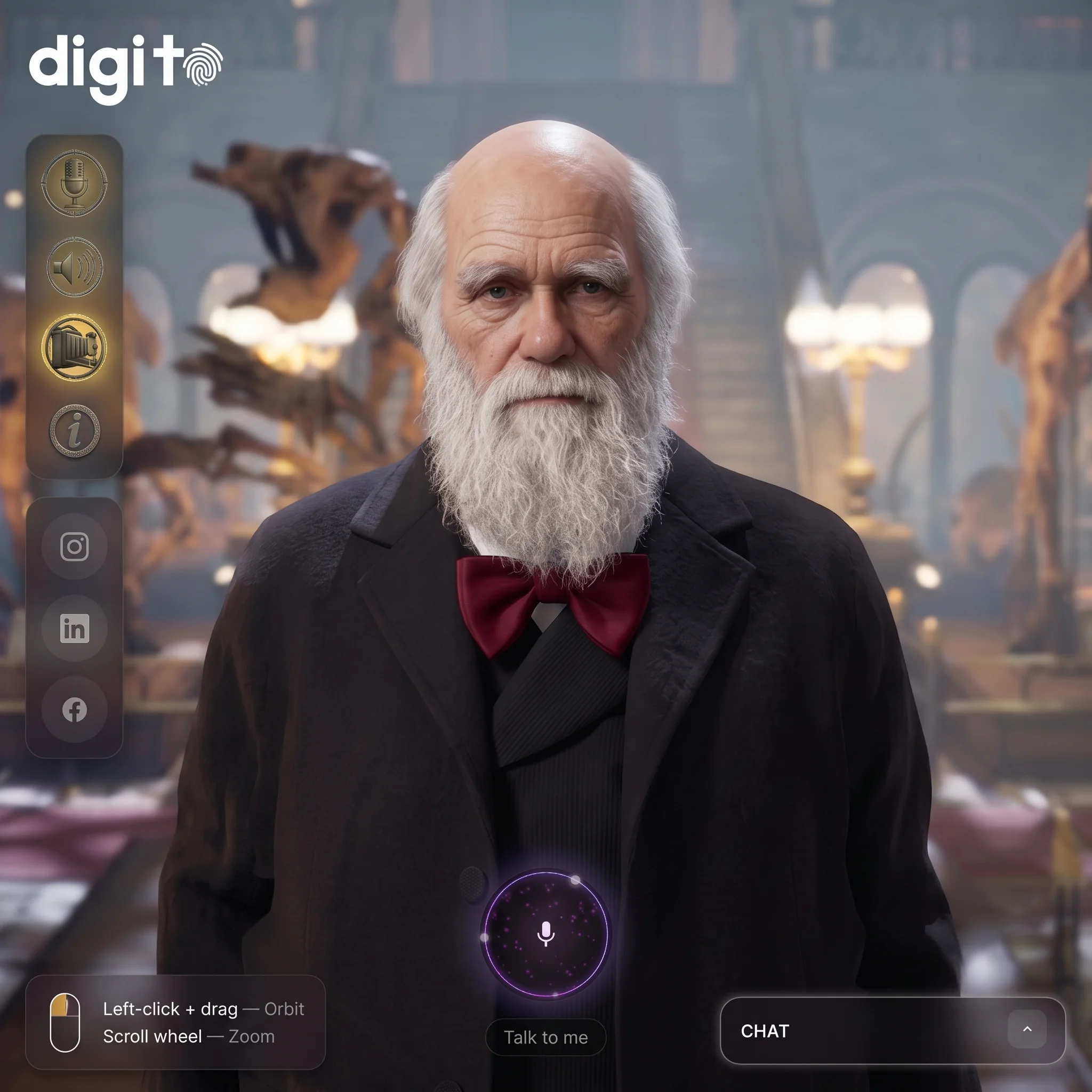 Charles Darwin AI digital human avatar