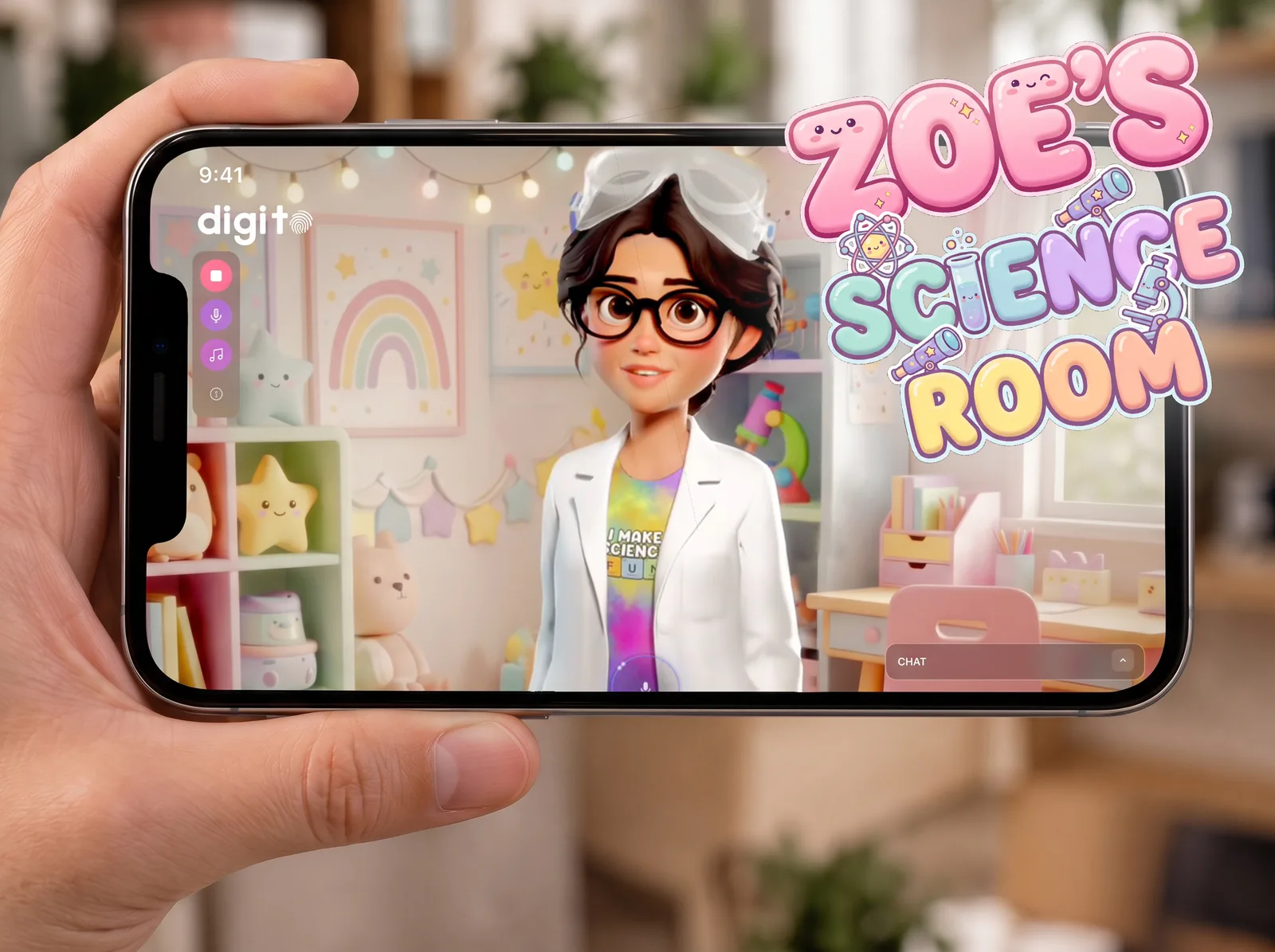 Zoe's Science Room running on a phone held in one hand